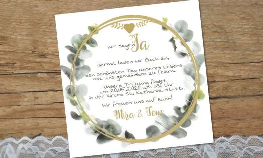Einladung Hochzeit Eukalyptus aquarell