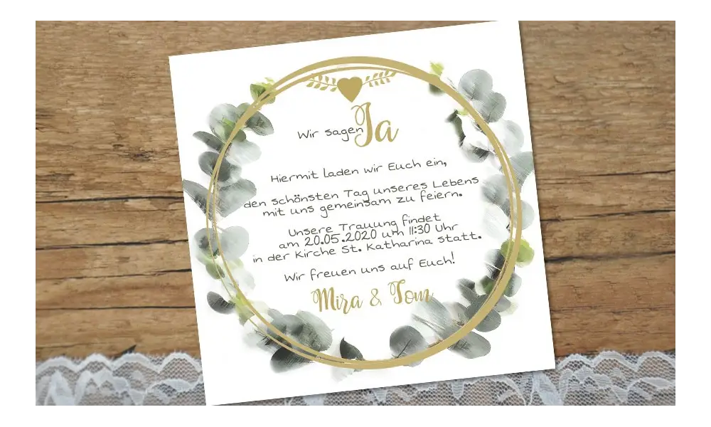 Einladung Hochzeit Eukalyptus aquarell