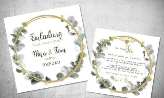 Einladung Hochzeit Eukalyptus aquarell