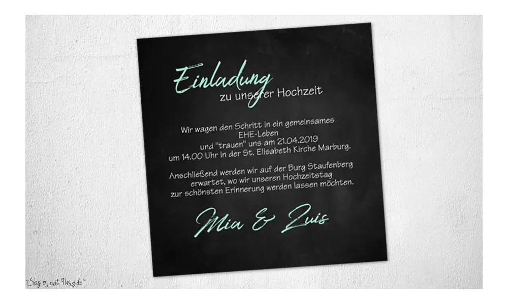 Einladungskarten Hochzeit modern