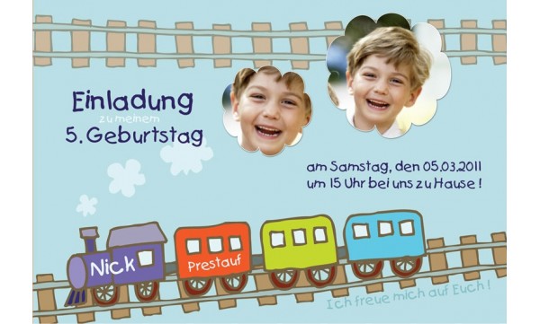 Einladung Kindergeburtstag Eisenbahn Fotokarte 10x15 Cm Grun