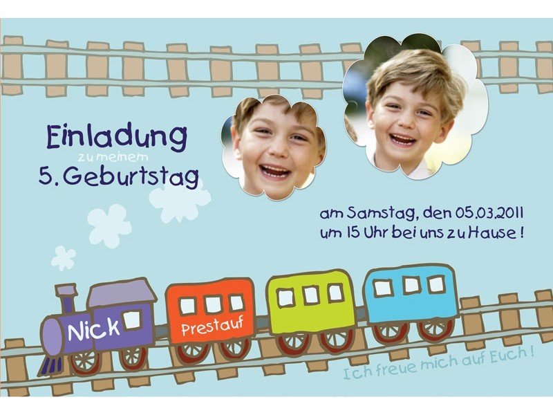 einladung geburtstag kindergeburtstag fotokarte 10x15 cm eisenbahn