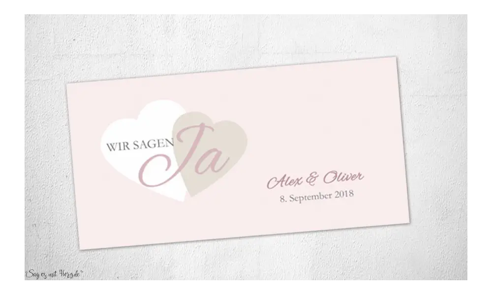 Einladungskarten Hochzeit  elegant rosa