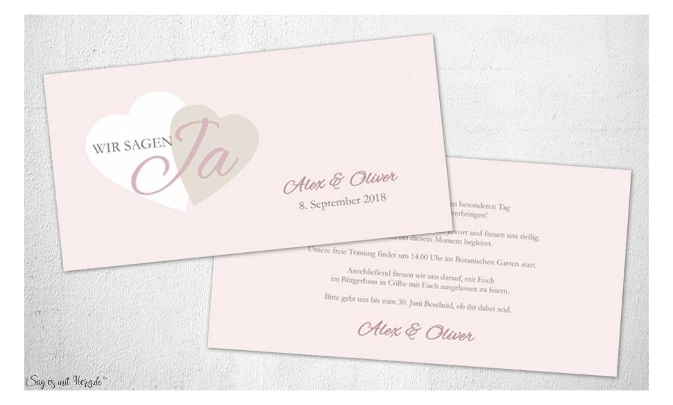 Einladungskarten Hochzeit  elegant rosa