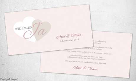 Einladungskarten Hochzeit  elegant rosa