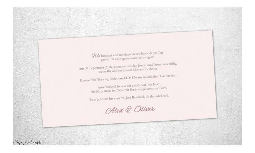Einladungskarten Hochzeit  elegant rosa