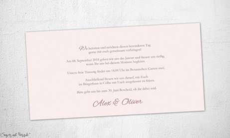 Einladungskarten Hochzeit  elegant rosa