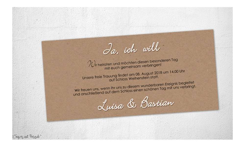 Einladungskarten Hochzeit Vintage Kraftpapier