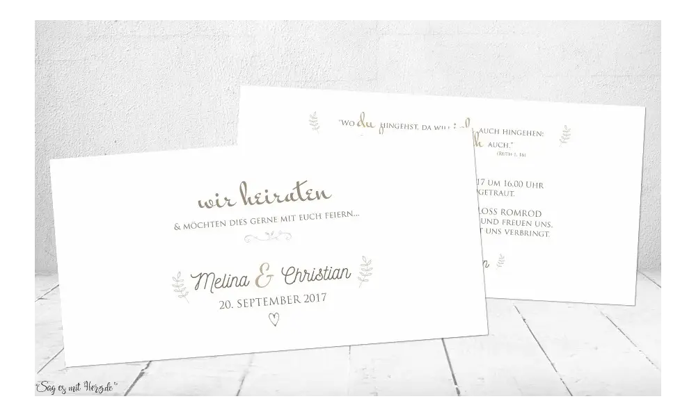Einladungskarten Hochzeit edel