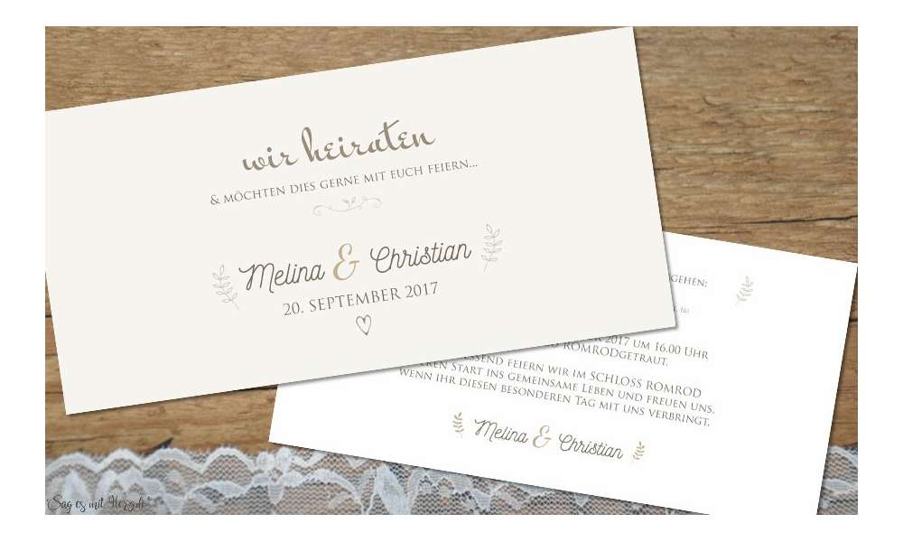 Einladungskarten Hochzeit edel