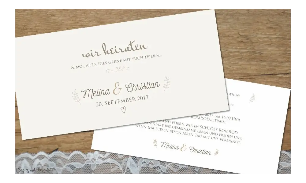 Einladungskarten Hochzeit edel