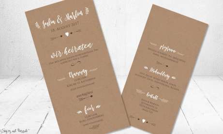 Einladungskarte Hochzeit Kraftpapier weiß