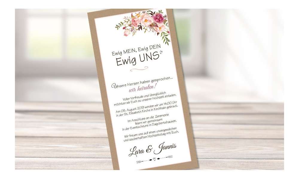 Einladungskarten Hochzeit Blumen Floral