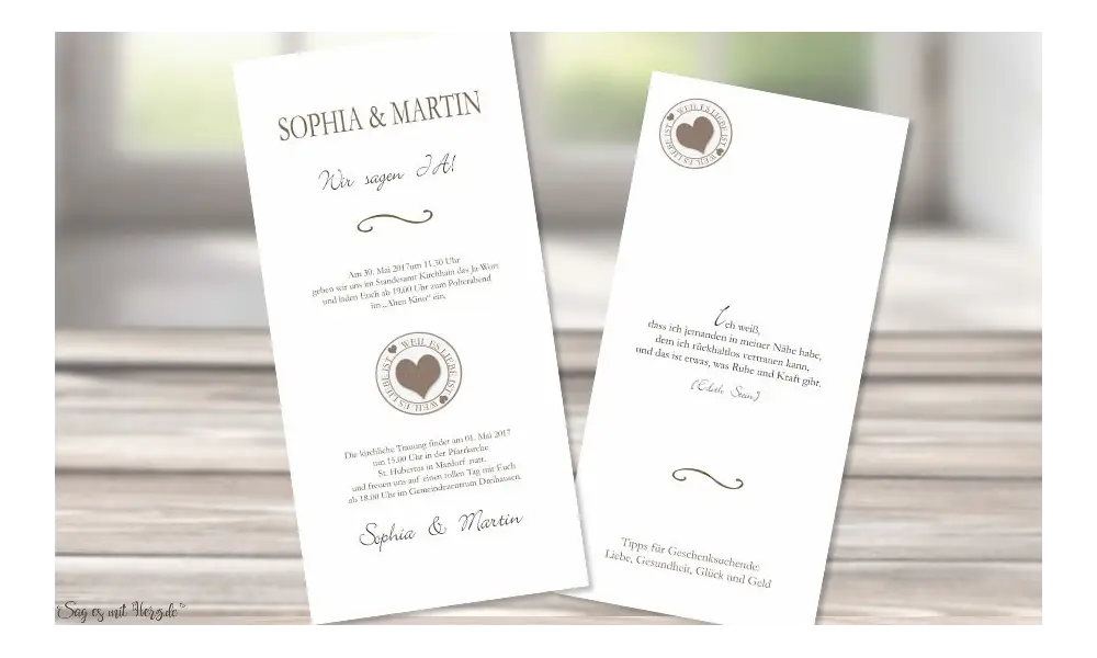 Einladungskarten Hochzeit schlicht
