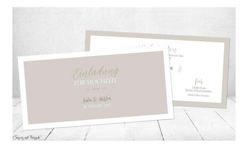 Einladungskarten Hochzeit edel in Creme- und Brauntönen