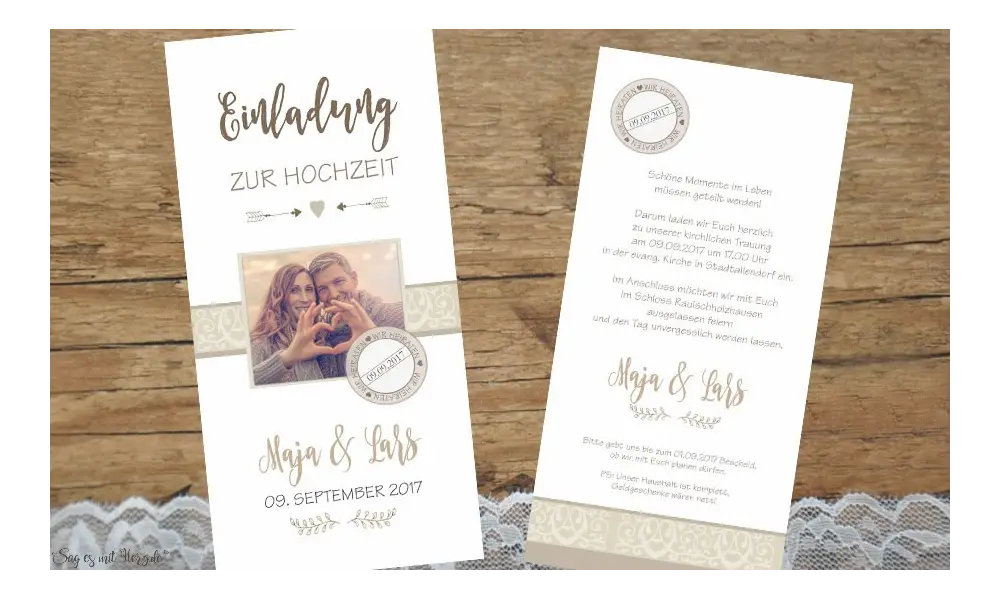 Einladungskarten Hochzeit mit Foto