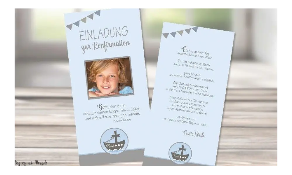 Einladungskarten Konfirmation blau