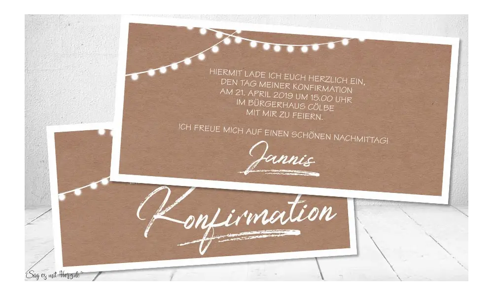 Einladungskarten Konfirmation Vintage