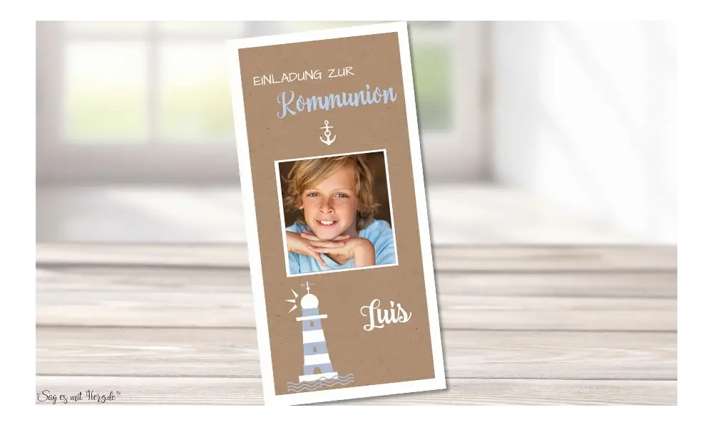 Einladungskarten Kommunion Leuchtturm