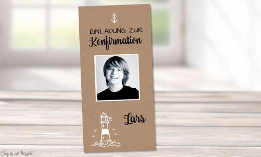 Einladungskarten Konfirmation Leuchtturm