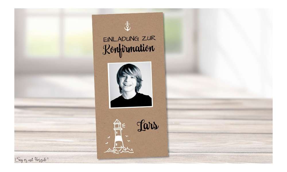 Einladungskarten Konfirmation Leuchtturm