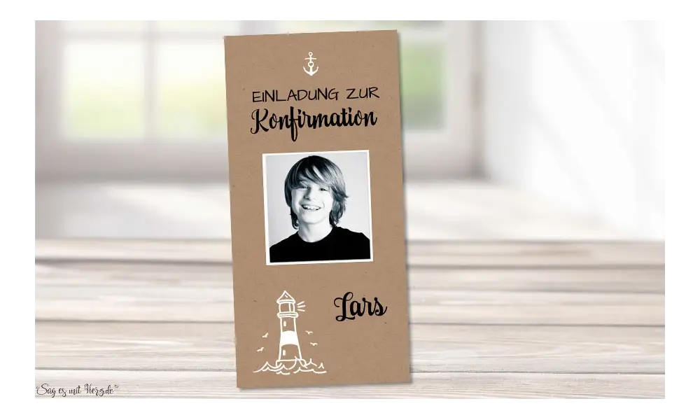Einladungskarten Konfirmation Leuchtturm