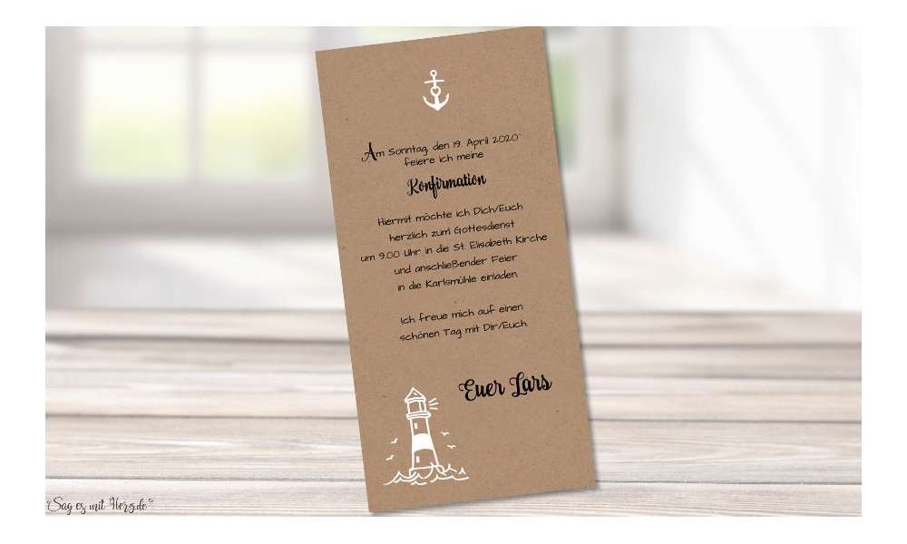 Einladungskarten Konfirmation Leuchtturm