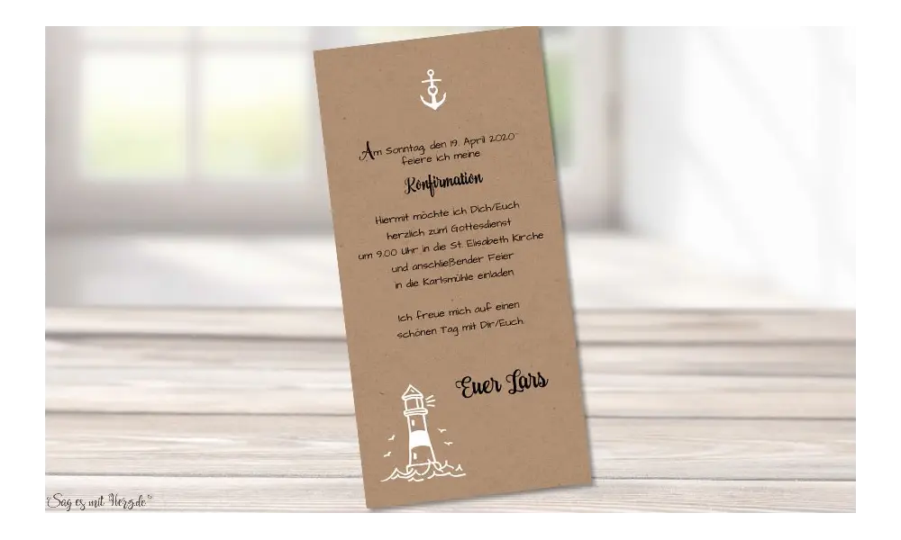 Einladungskarten Konfirmation Leuchtturm