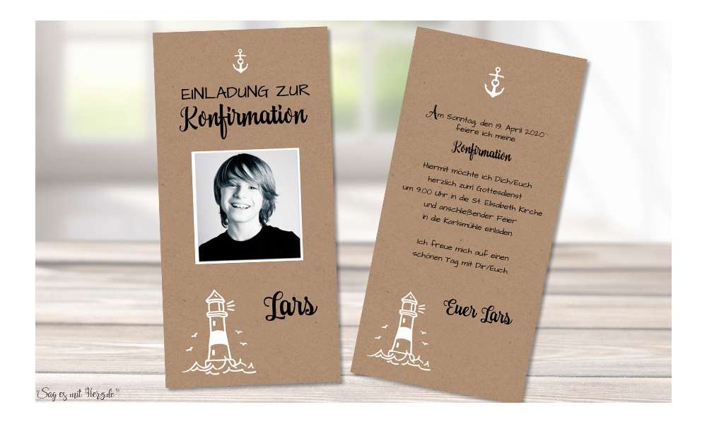 Einladungskarten Konfirmation Leuchtturm