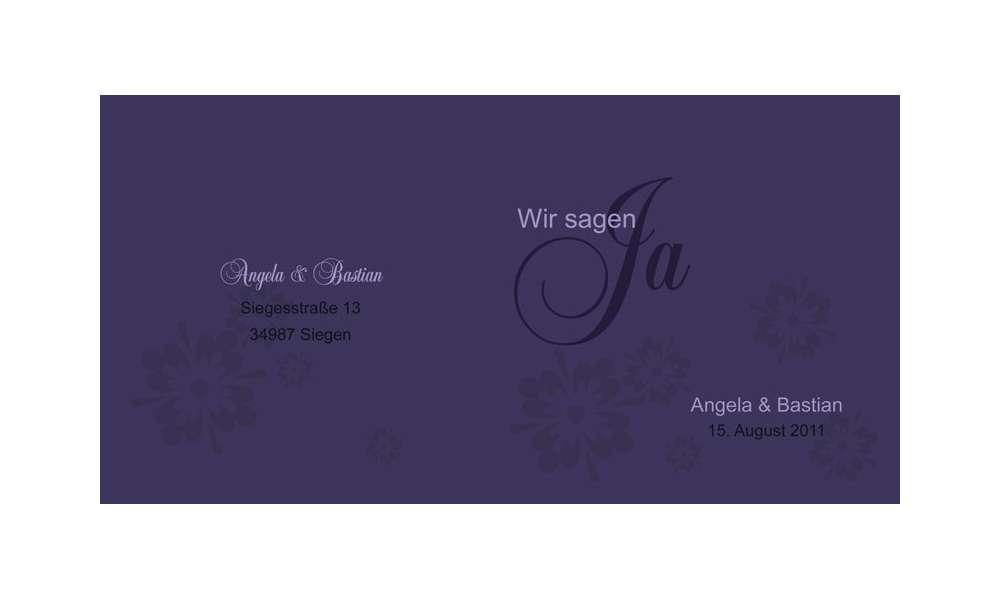Hochzeitskarte, Einladung Hochzeit, Klappkarte, lila