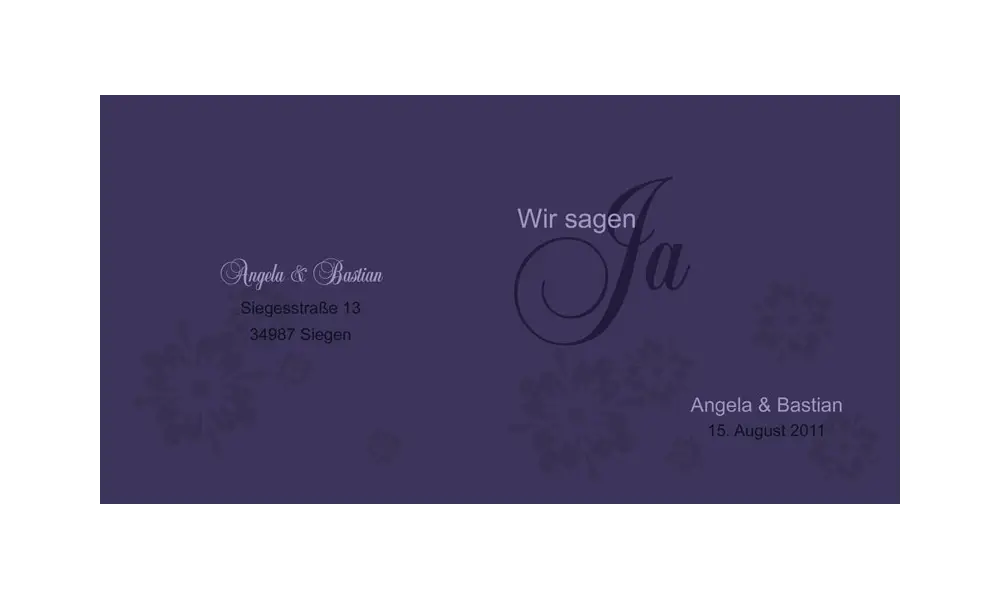 Hochzeitskarte, Einladung Hochzeit, Klappkarte, lila