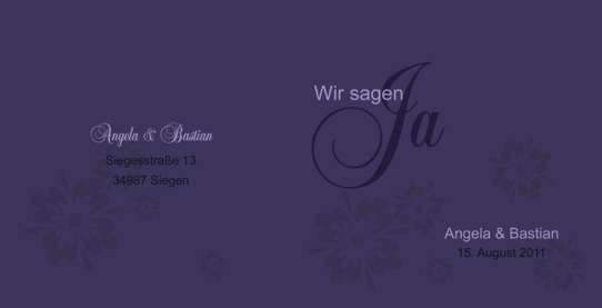 Hochzeitskarte, Einladung Hochzeit, Klappkarte, lila