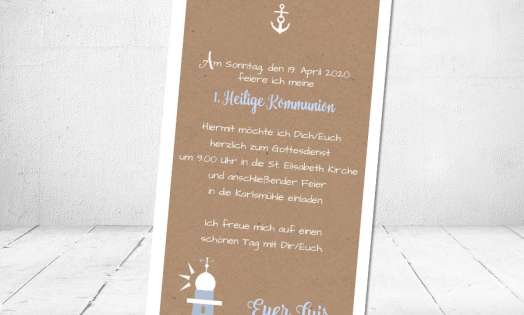 Einladung Kommunion Leuchtturm Anker