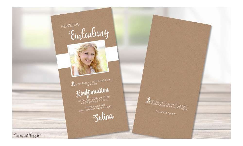 Einladungskarten Konfirmation Kraftpapier Einladungskarten Konfirmation Kraftpapier