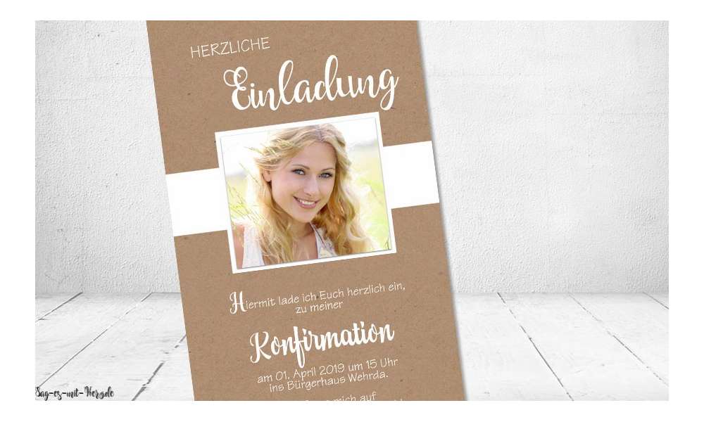 Einladungskarten Konfirmation Kraftpapier