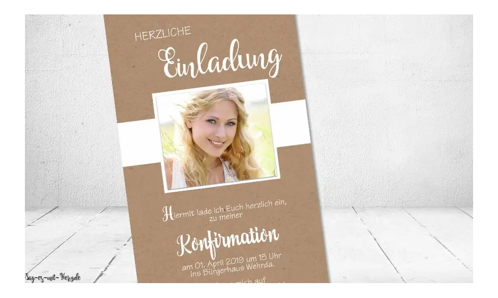 Einladungskarten Konfirmation Kraftpapier