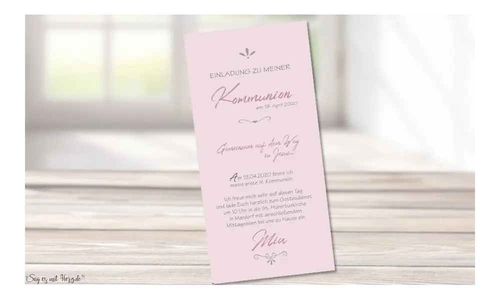 Einladungskarten Kommunion rosa