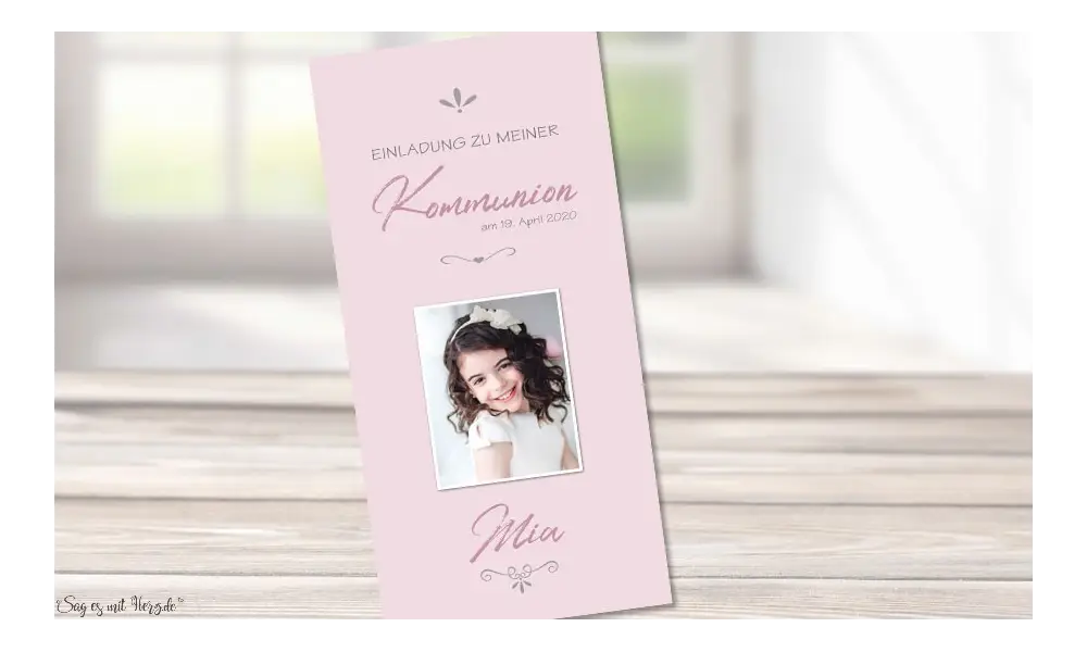 Einladungskarten Kommunion rosa