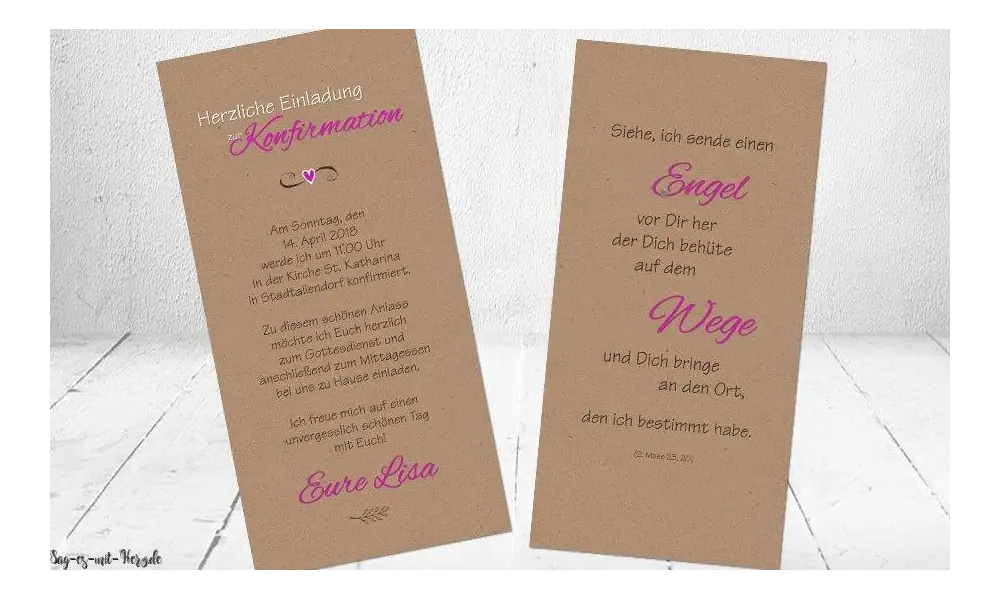 Einladungskarten Kommunion Kraftpapier