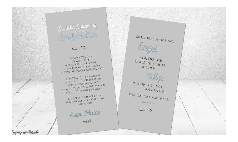 Einladungskarten Konfirmation ohne Bild
