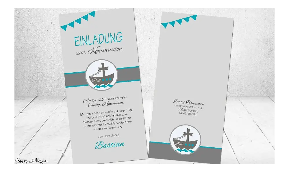 Einladungskarten Kommunion Schiff