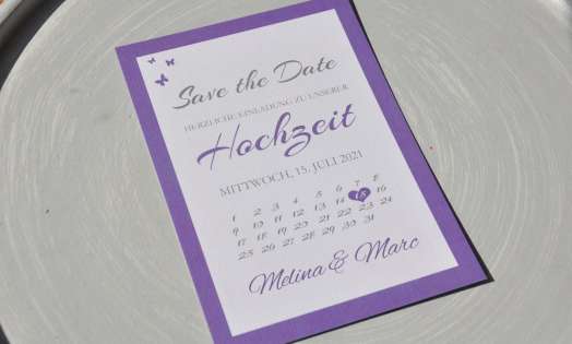 Save the date Einladungskarten Hochzeit flieder lila lavendel