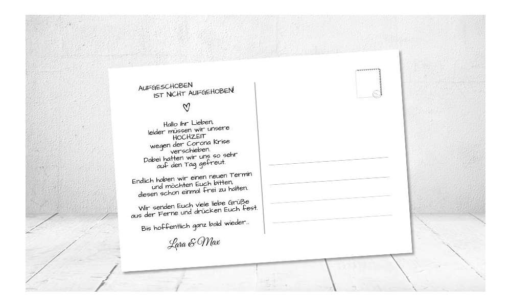 Change the Date Postkarten Hochzeit Kraftpapier