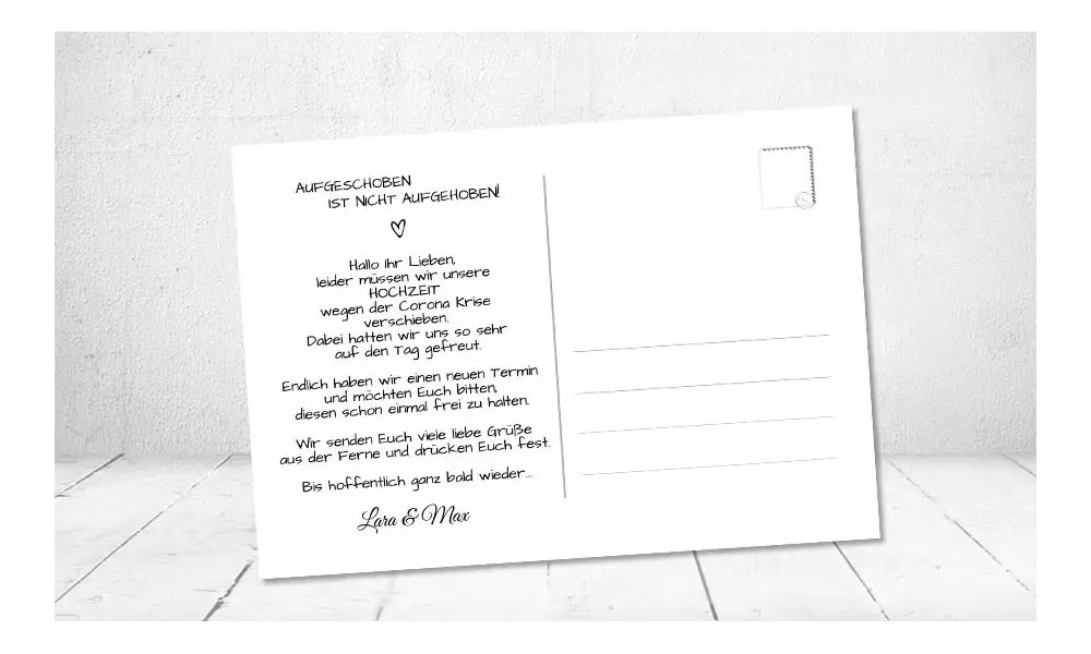 Change the Date Postkarten Hochzeit Kraftpapier