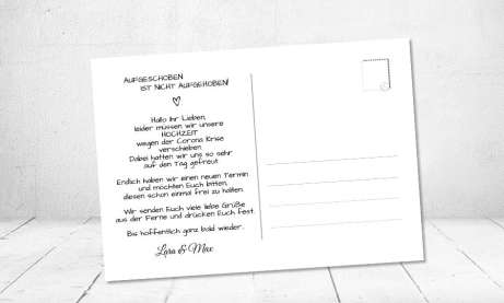 Change the Date Postkarten Hochzeit Kraftpapier