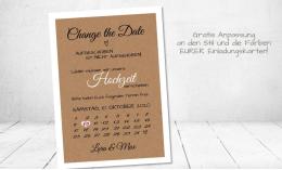 Change the Date Postkarten Hochzeit Kraftpapier