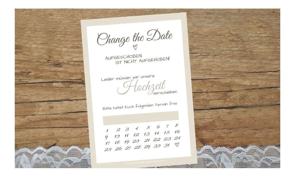 Change the Date Postkarten Hochzeit