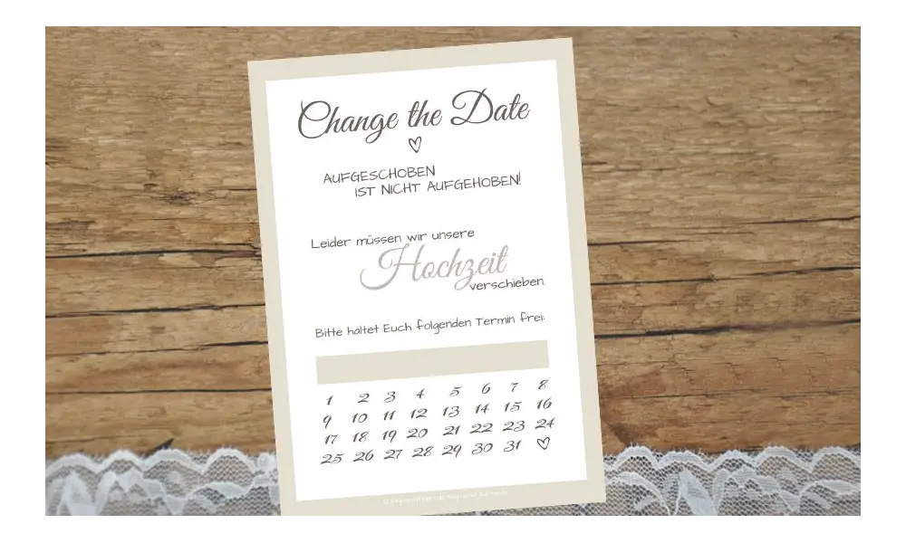 Change the Date Postkarten Hochzeit