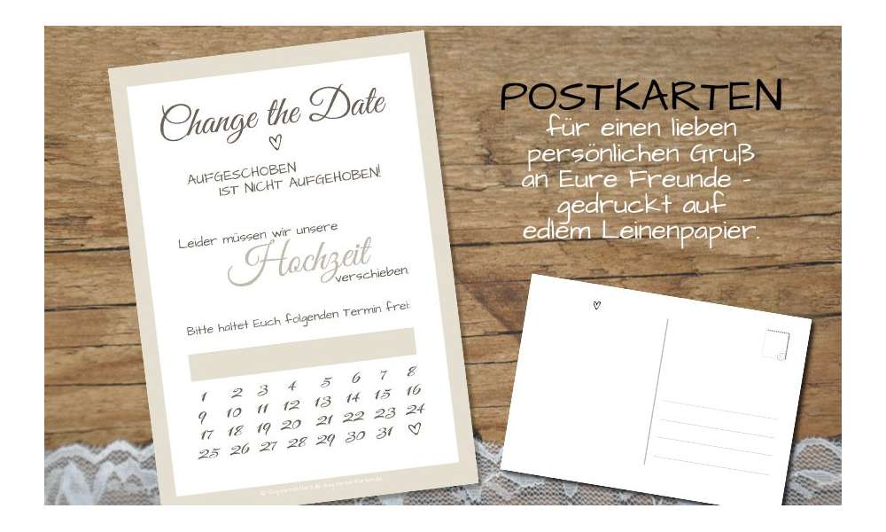 Change the Date Postkarten Hochzeit