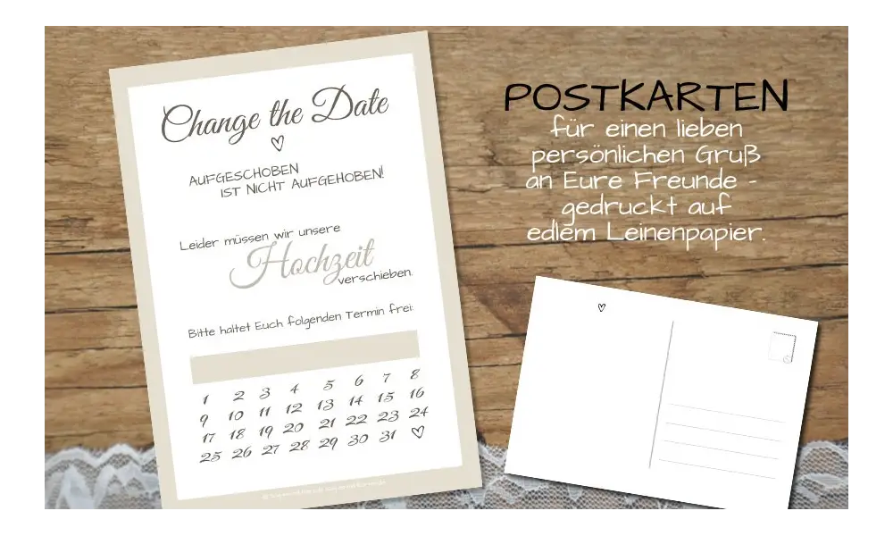 Change the Date Postkarten Hochzeit